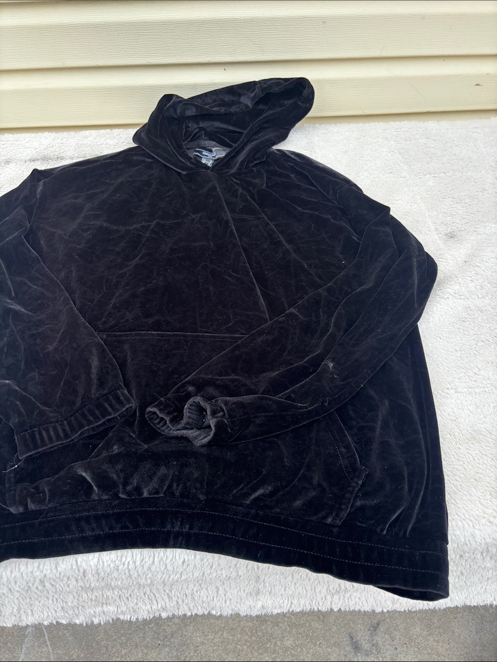 Forever 21 Black Velvet Hooded Sweatshirt